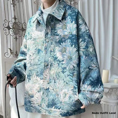 Long Sleeve Daisy Pattern Retro Unisex Jacket
