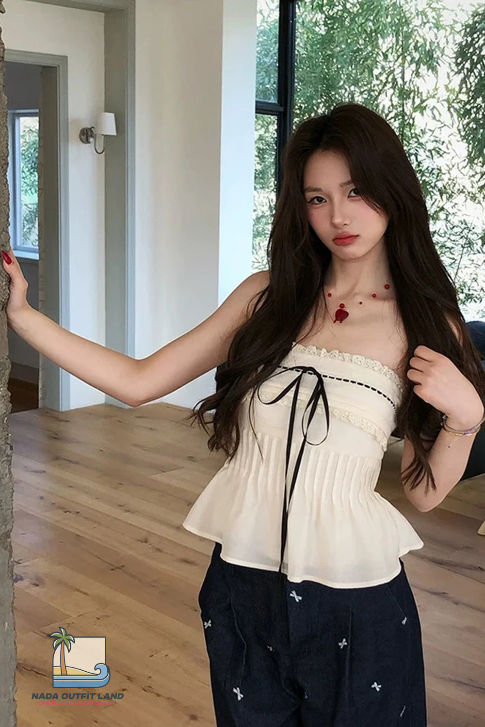 Sexy Bow Lace Strapless Aesthetic Crop Tops