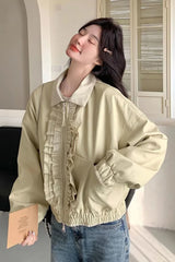 Long Sleeve Sweet Ruffled Cargo Jacket