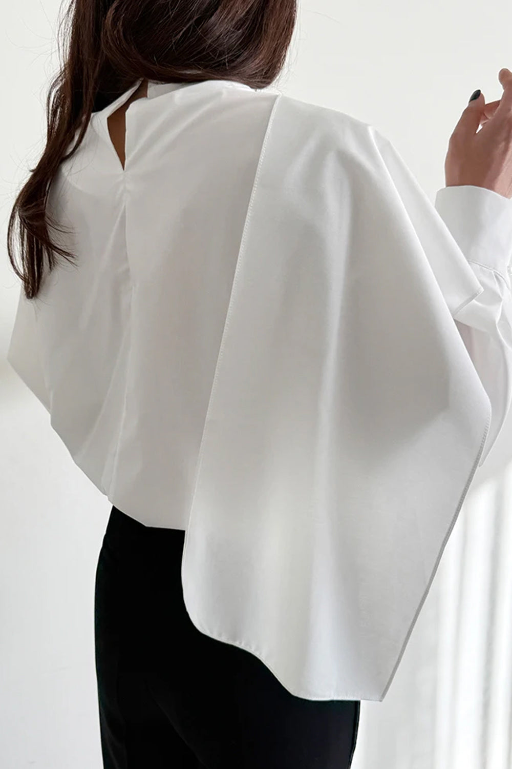 Long Sleeve Elegant Shawl Patchwork Office Blouse Shirt