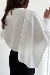 Long Sleeve Elegant Shawl Patchwork Office Blouse Shirt