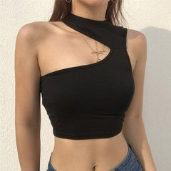 Sexy One Shoulder Crop Tops