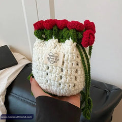 Cute Retro Flower Bouquet Crochet Sling Bag