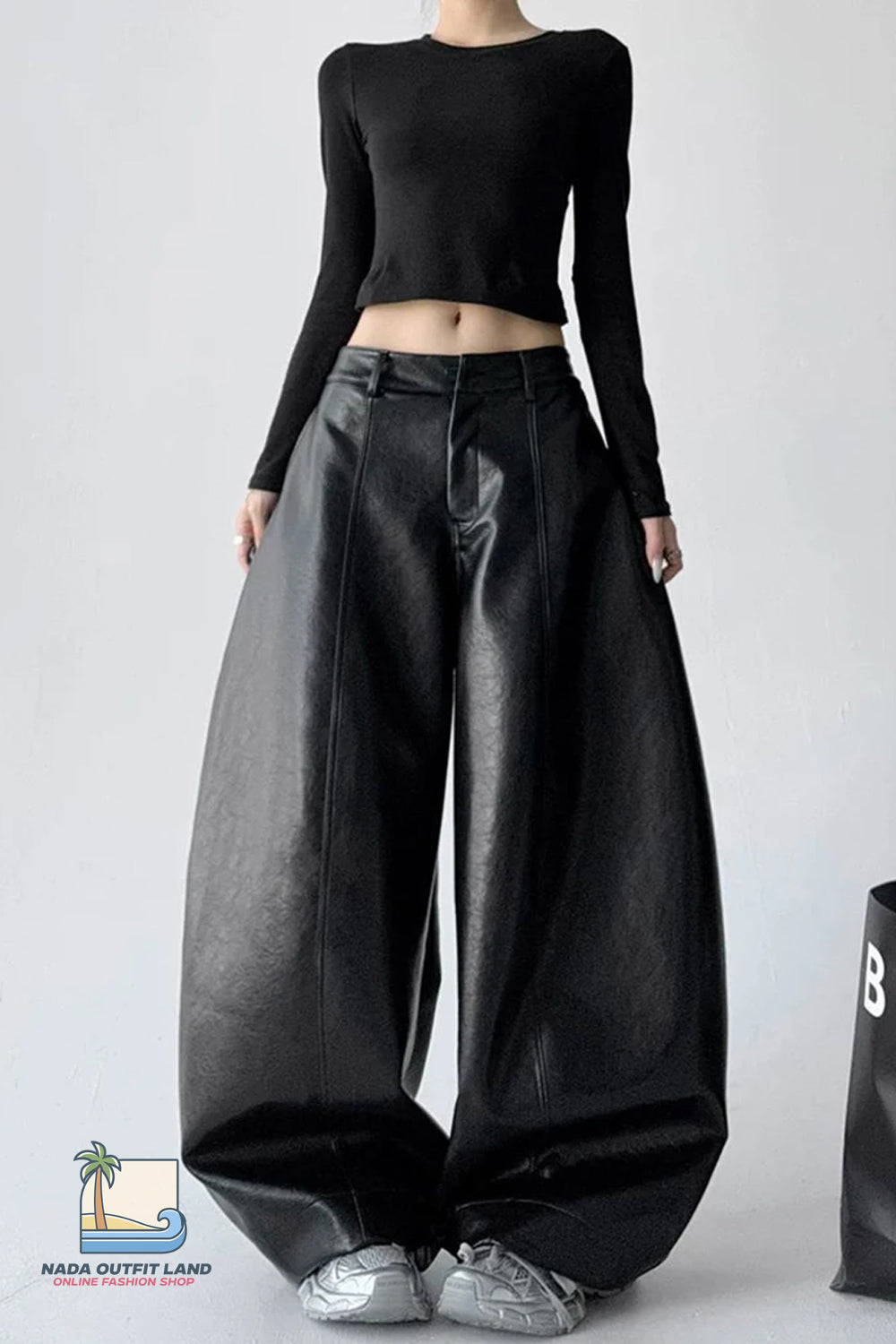 Loose PU Leather Wide Leg Fashion Pants