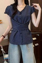 Cute V-Neck Back Bandage Style Slim Shirts