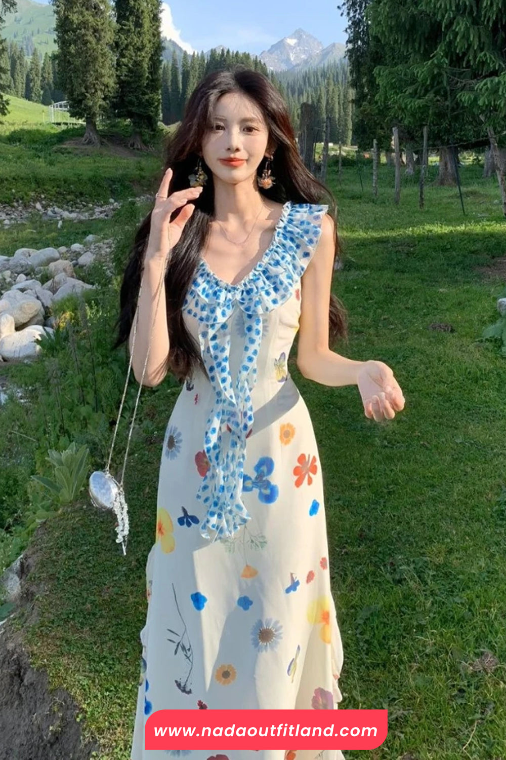 Vintage Elegant Floral Pattern Summer Dress