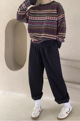 Loose Retro Striped Basic Sweater