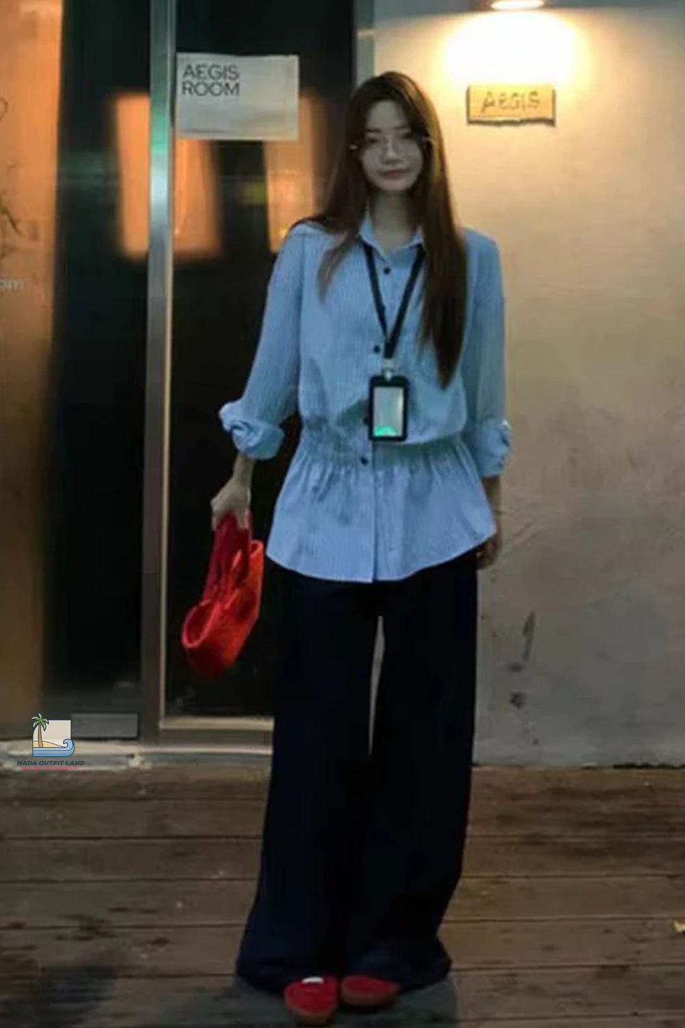Long Sleeve Stripe Folds Ruffle Blouse Shirt