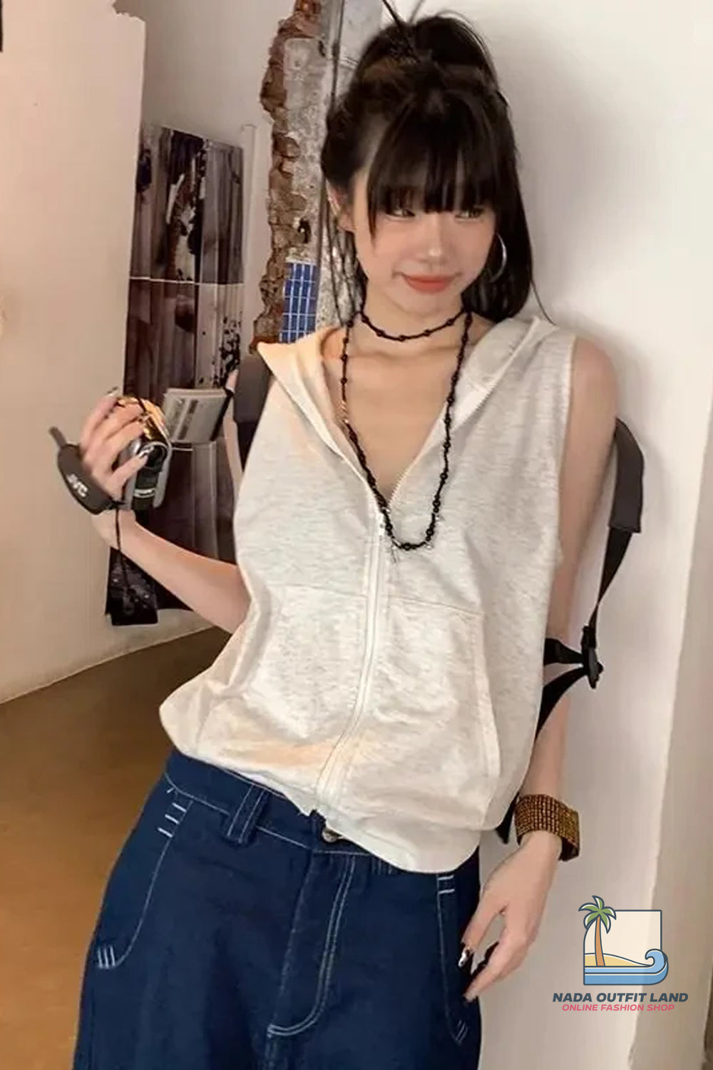 Sleeveless Hooded Zipper Summer Sweatshirt