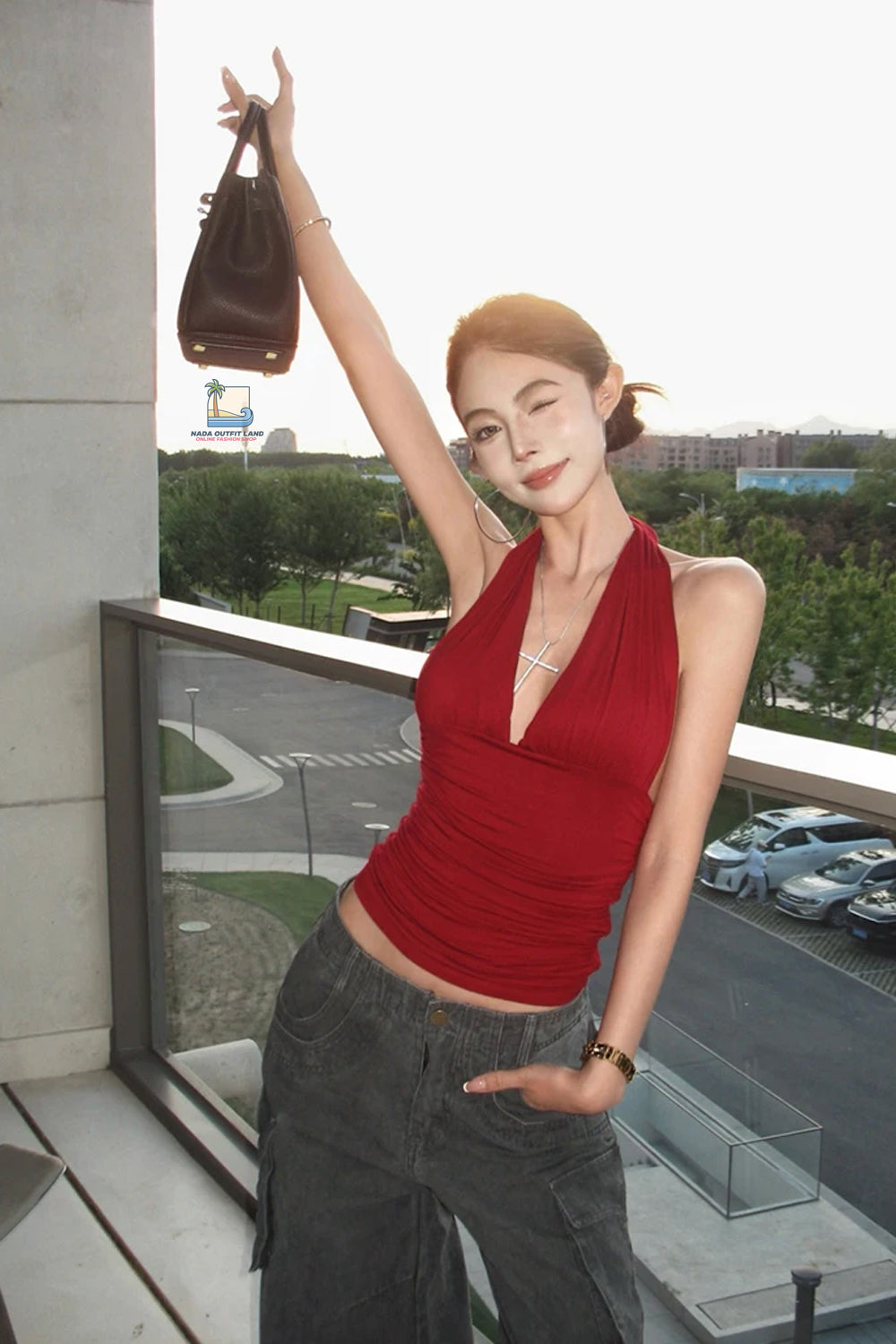 Sexy V-Neck Backless Summer Halter Crop Tops