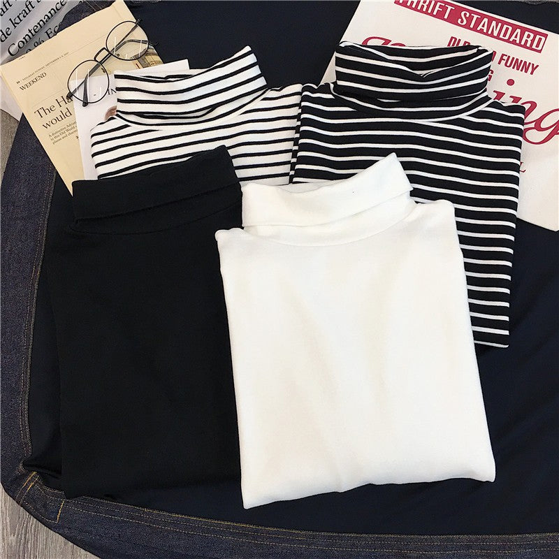 Striped Turtleneck Long Sleeve Shirt