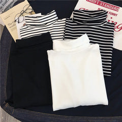 Striped Turtleneck Long Sleeve Shirt