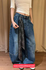 High Waist Loose Wide Leg Blue Jeans Pants