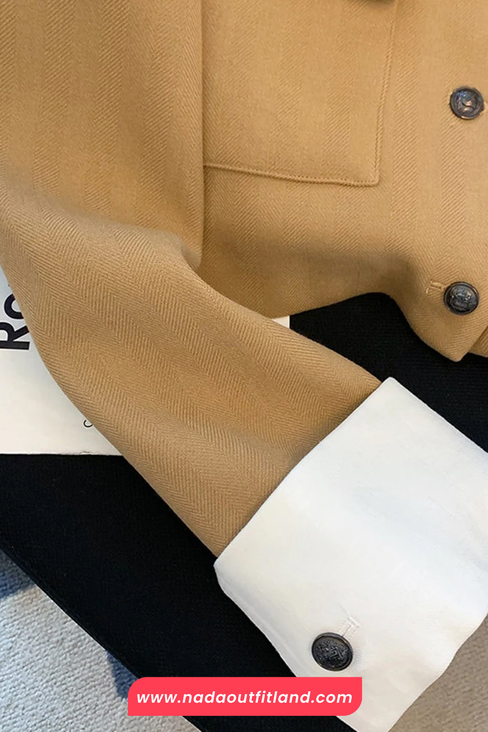 Long Sleeve Elegant Patchwork Cropped Office Jacket