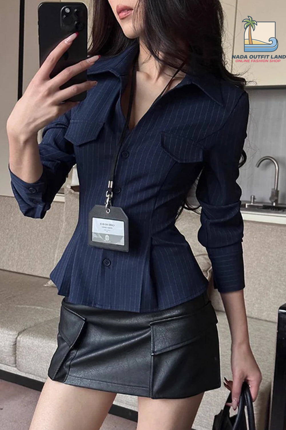Long Sleeve Elegant Striped Slim Fit Blouse Shirt