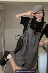 Loose Cargo Pockets Solid Romper Jumpsuits