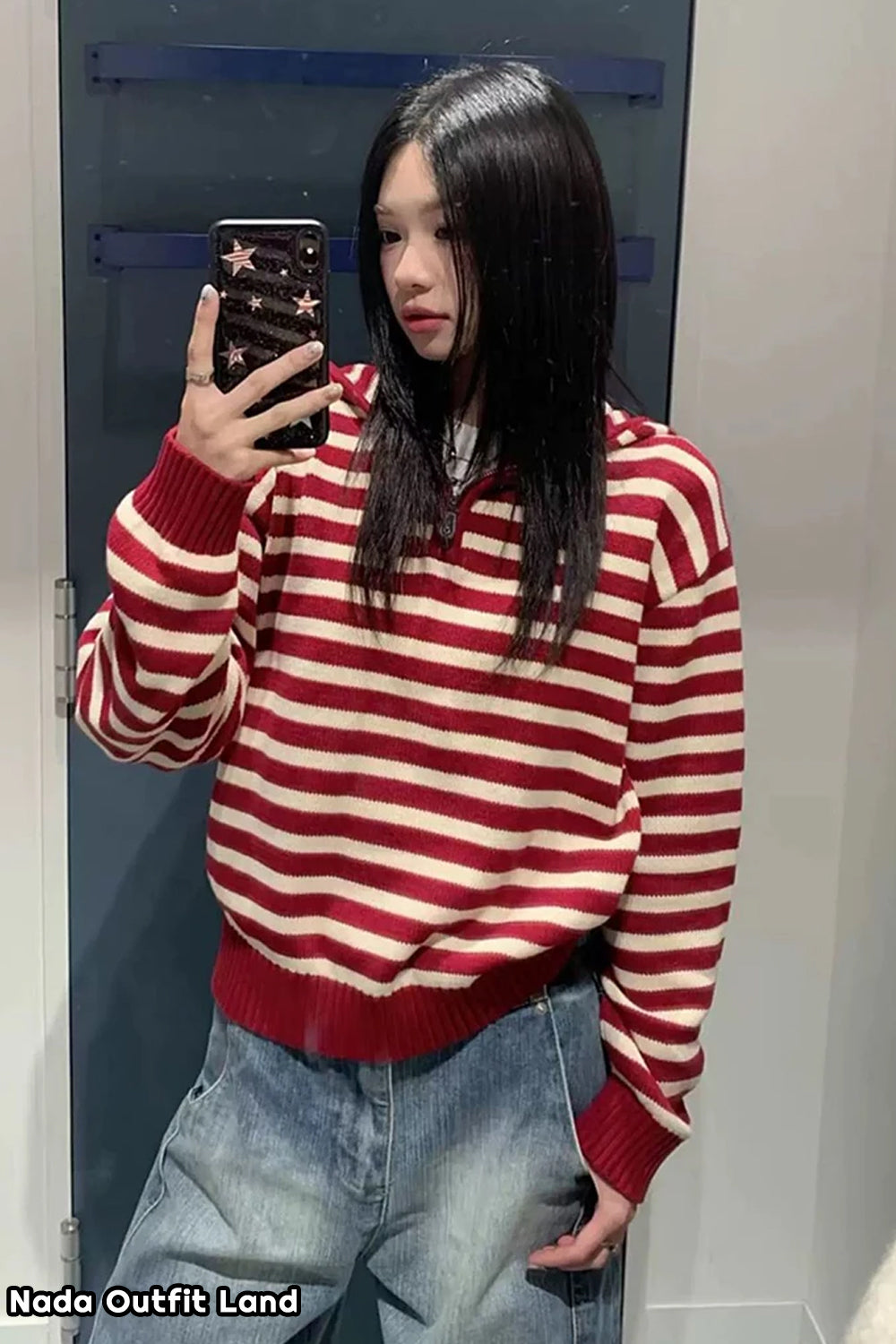 Vintage Striped Hooded Knitted Sweater