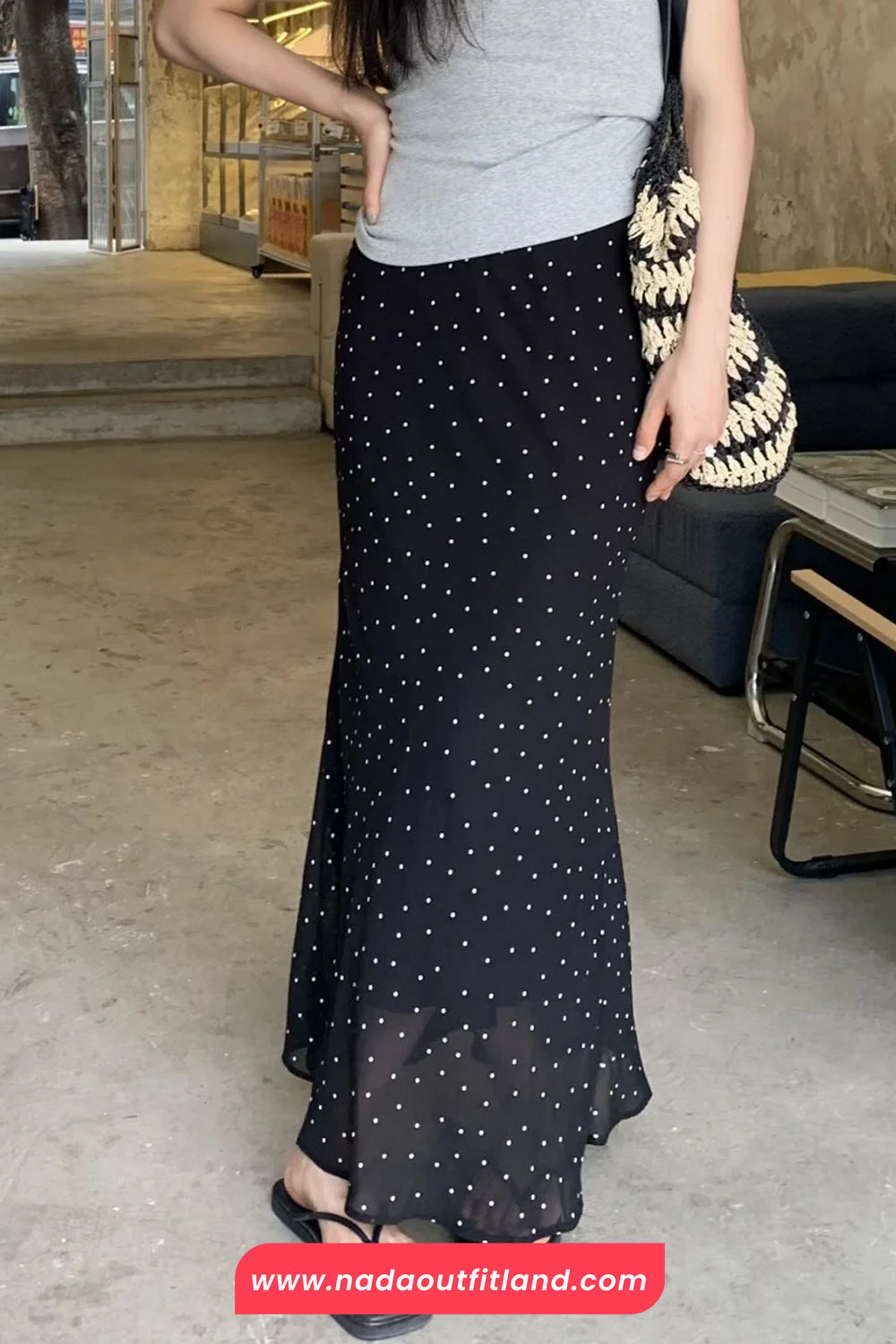 High Waist Polka Dots Pattern Slim Bodycon Mermaid Skirts