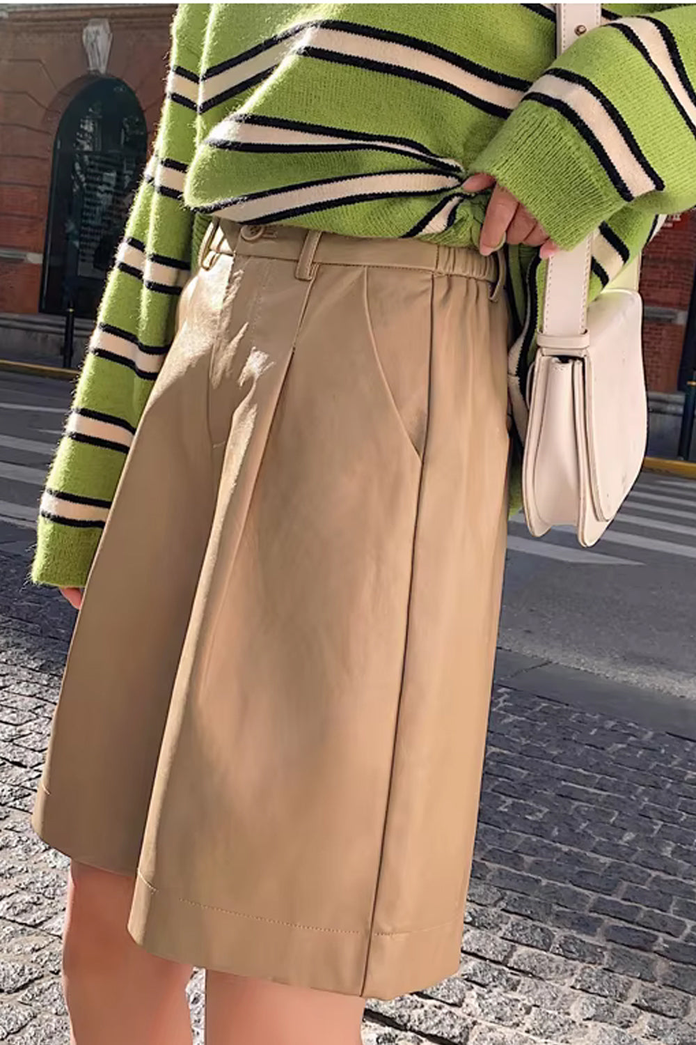 High Waist Loose Elegant Leather Shorts
