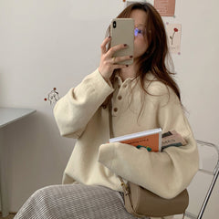 Long Sleeve Turn Down Collar Casual Sweater
