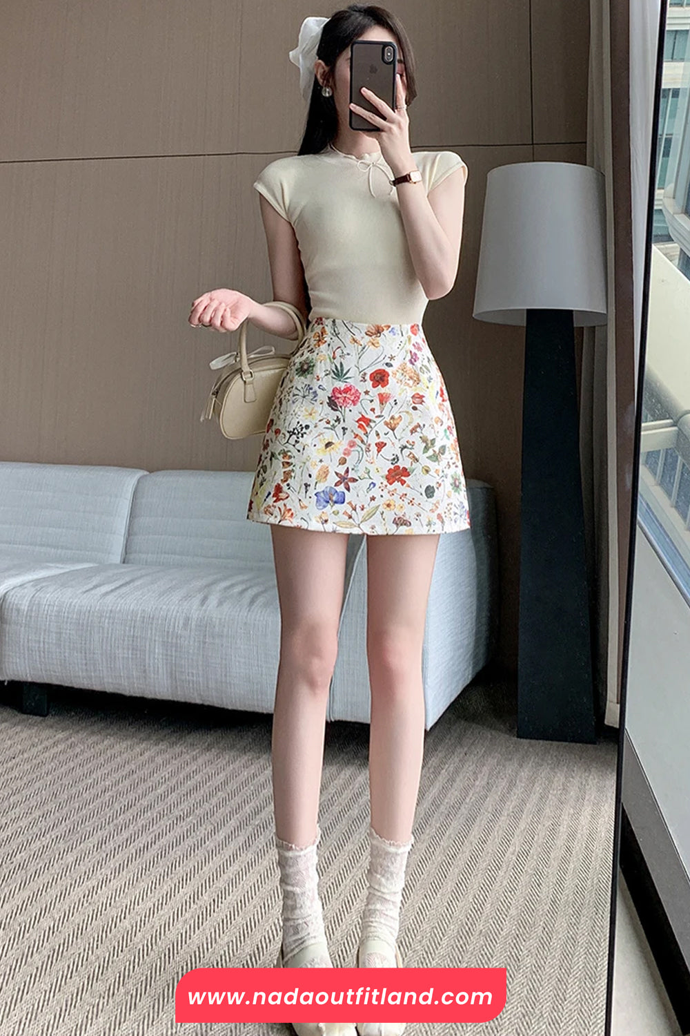 High Waist Elegant Floral A-Line Skirts