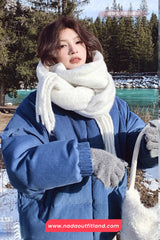 Vintage Blue Stand Collar Puffer Coat Jacket