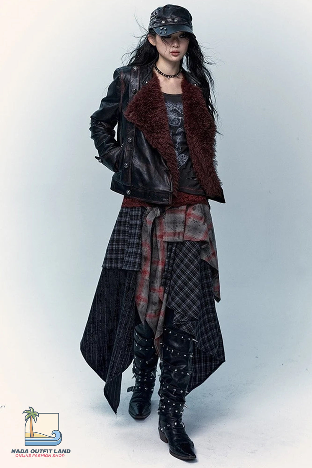 Vintage Asymmetrical Hip Hop Grunge Plaid Skirts