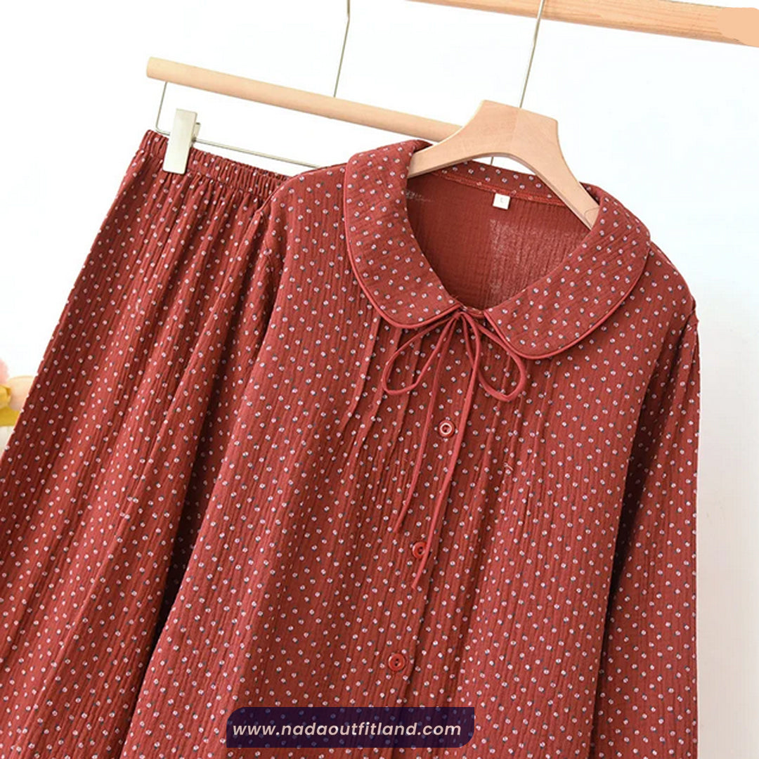 Two Piece Floral Pattern Pajamas Set