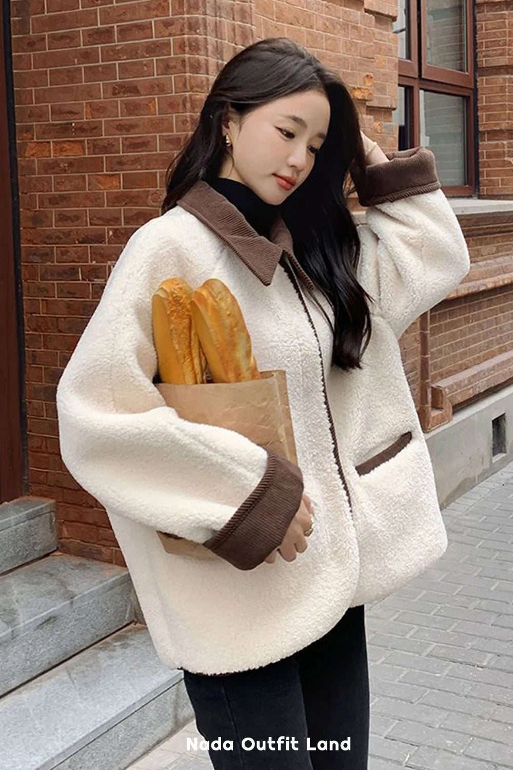 Loose Vintage Faux Wool Lapel Collar Jacket