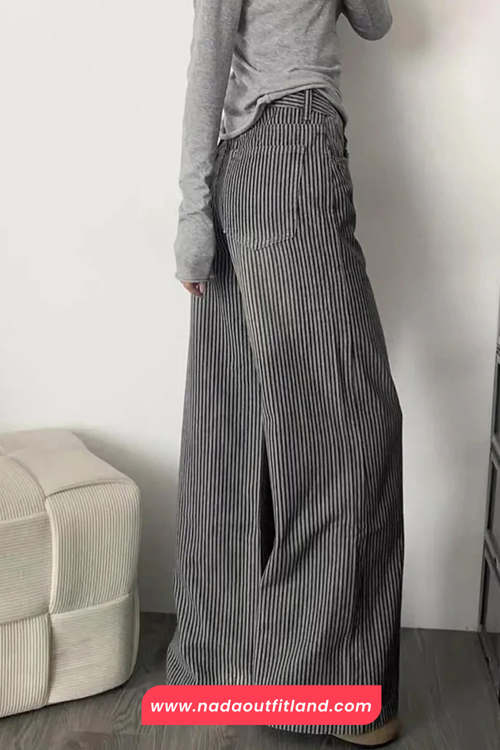 Loose Vintage Elegant Denim Striped Pants