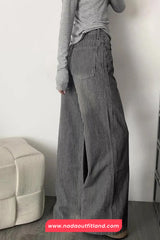 Loose Vintage Elegant Denim Striped Pants