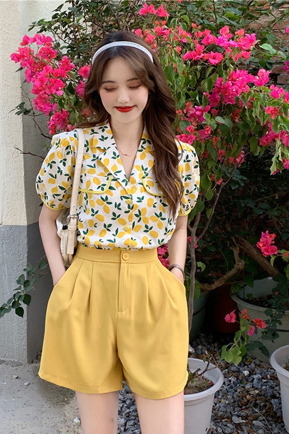 Vintage Florals Pattern Puff Sleeve Blouse Shirt