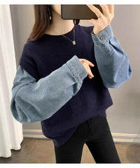 Long Sleeved Denim Casual Sweatshirt