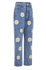 Cute Daisy Cartoon Pattern Jeans Pants