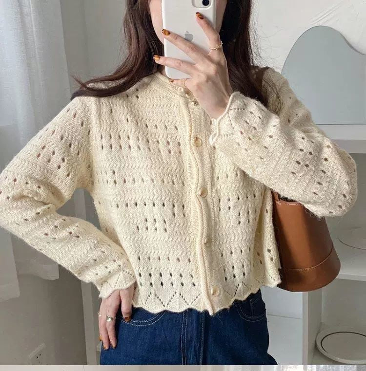 Hollow Out Slim Cardigan Sweater