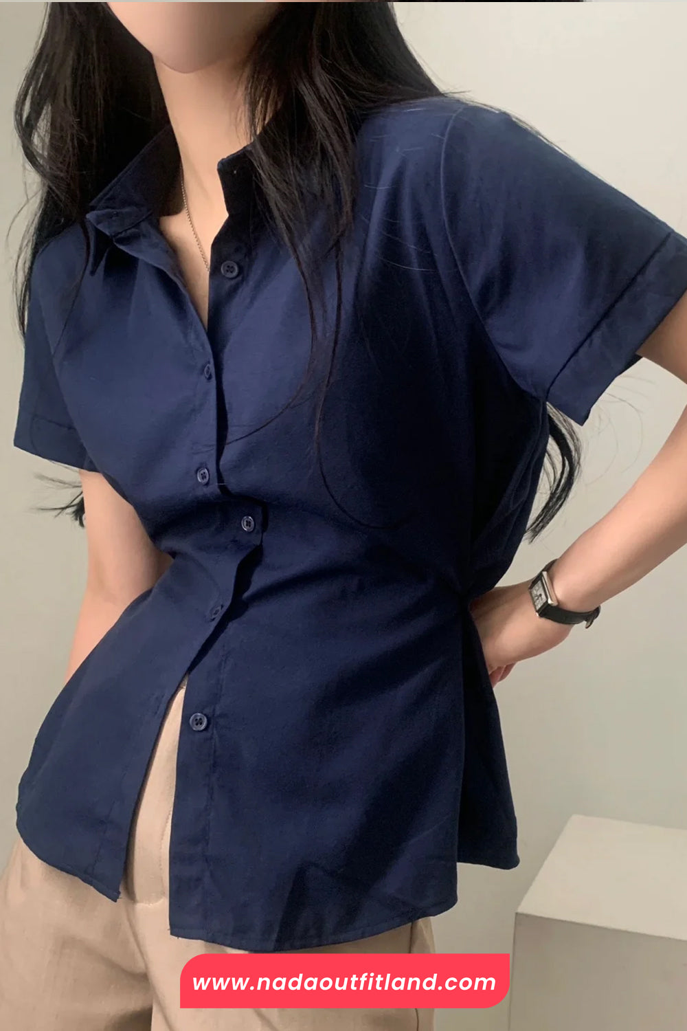 Short Sleeve Single Side Button Summer Blouse Shirt