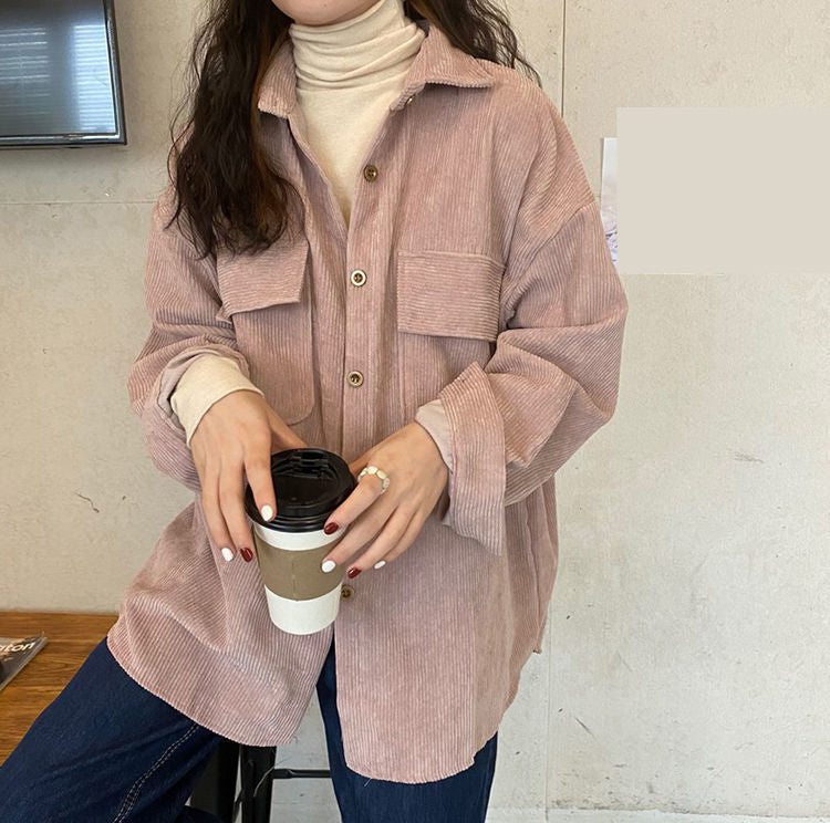 Loose Retro Corduroy Shirts Jacket