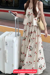 Two Piece Cute Strawberries Pattern Dress Skirts Set
