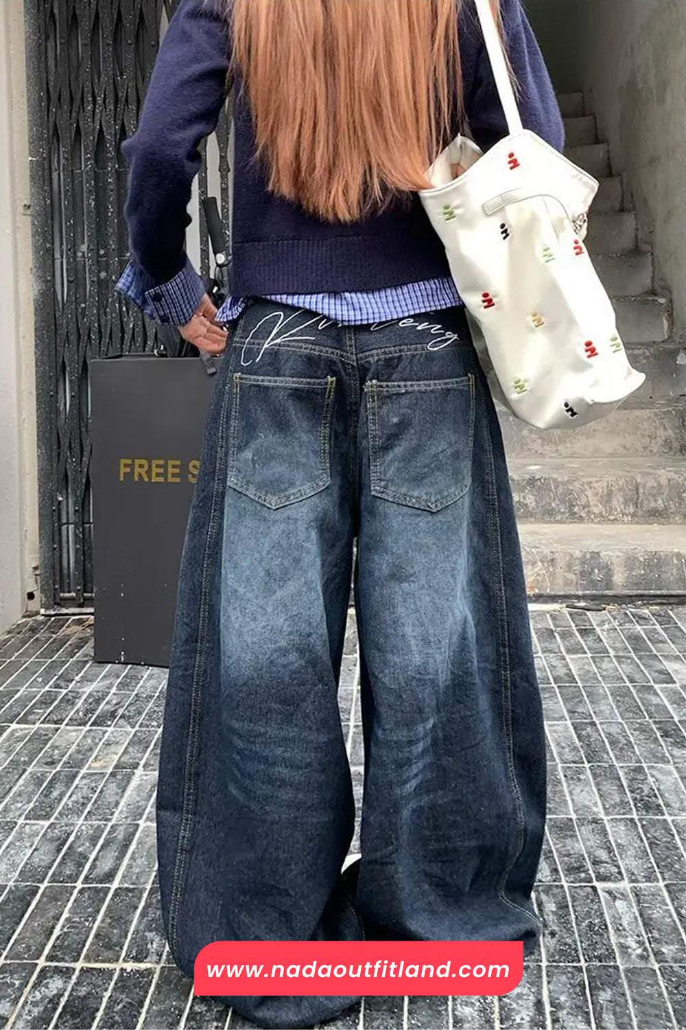 High Waist Loose Retro Black Jeans Pants