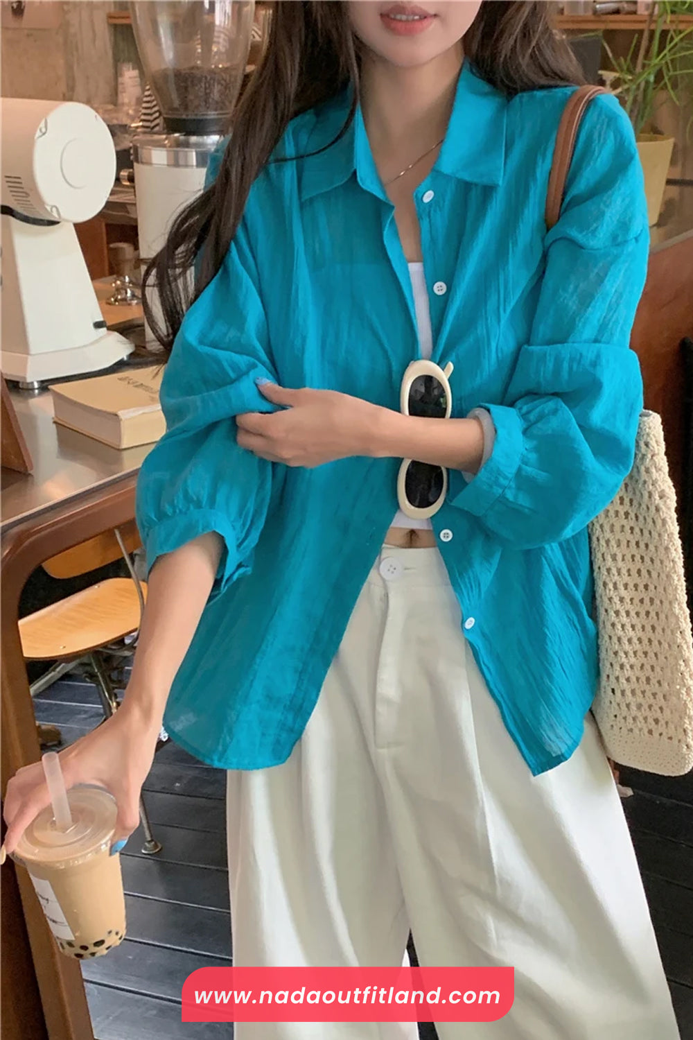 Long Sleeve Solid Colors Summer Sheer Blouse Shirts