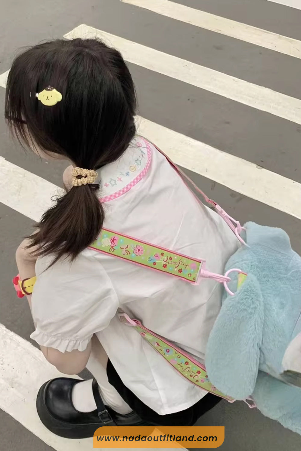 Short Sleeve Cute Doll Collar Pattern Bow Shirt