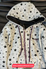Loose Retro Stars Pattern Zipper Hoodie