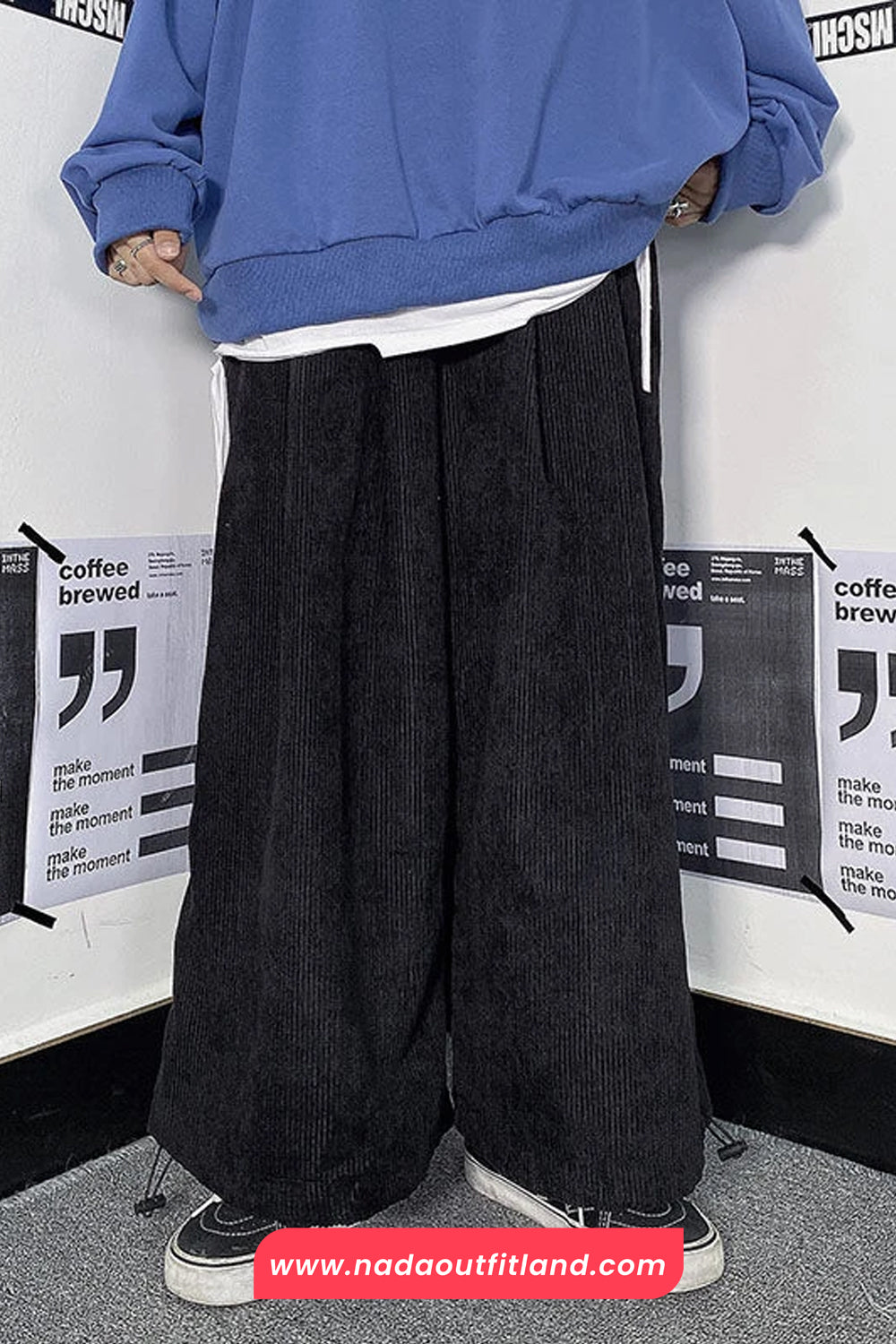 Loose Solid Corduroy Wide Leg Sweatpants