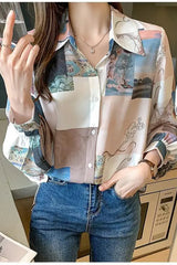 Long Sleeve Spring Pattern Blouse Shirt