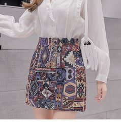 Boho Geometric Pattern A-Line Mini Skirts