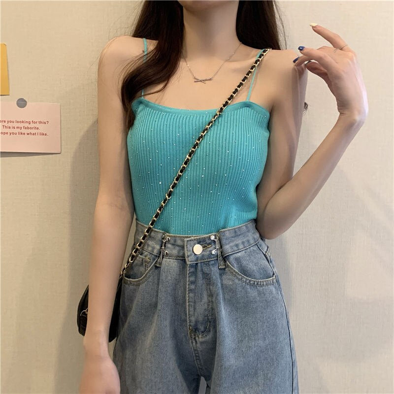 Sexy Little Beading Camisole Crop Tops