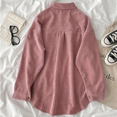 Loose Retro Single Breasted Corduroy Shirts