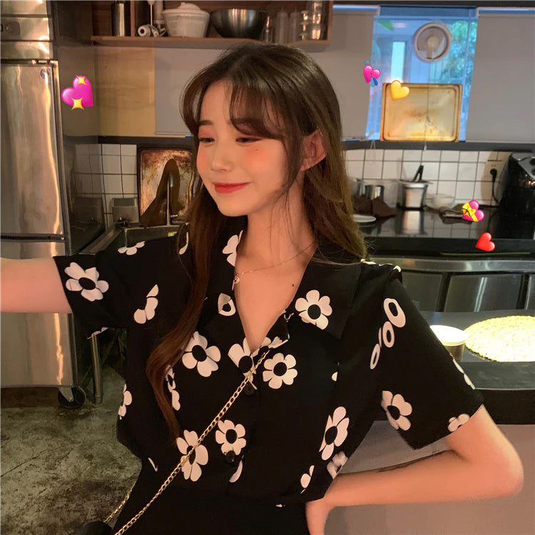 Casual Daisy Floral Printed Blouse Shirt