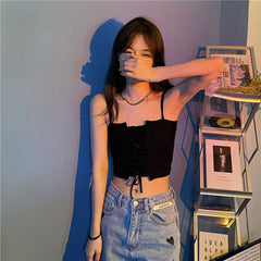 Sexy Solid Skinny Spaghetti Strap Crop Tops