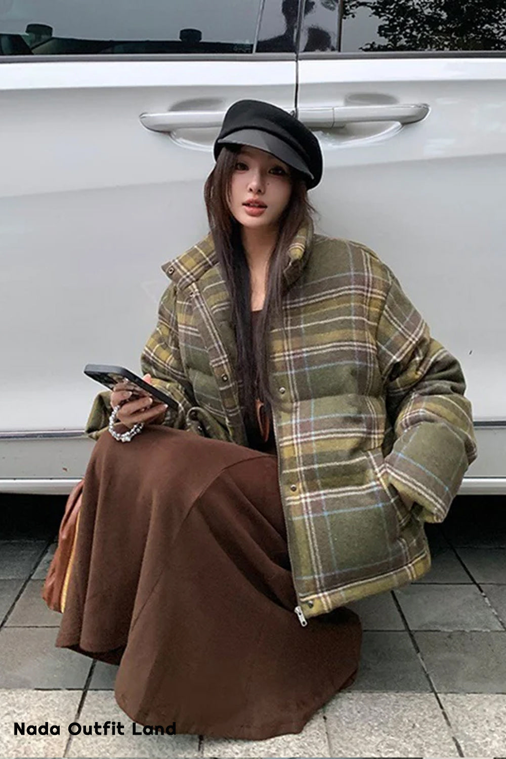 Retro Plaid Winter Puffy Coat Jacket